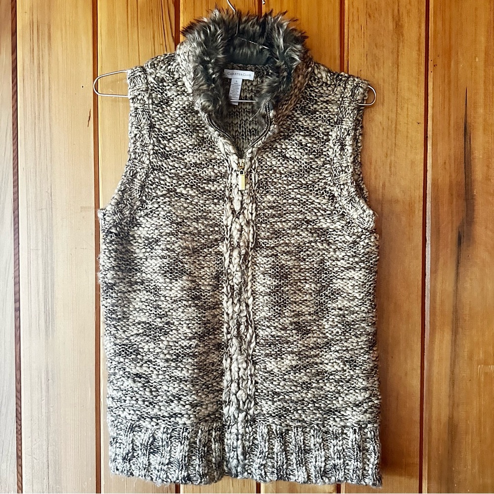 Charter Club Black and White Sleeveless Turtleneck Sweater